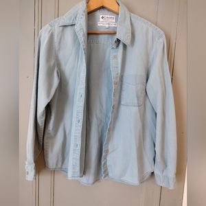Women's Size XL Columbia Light Blue Button Down Lightweight Long Sleeve Shirt